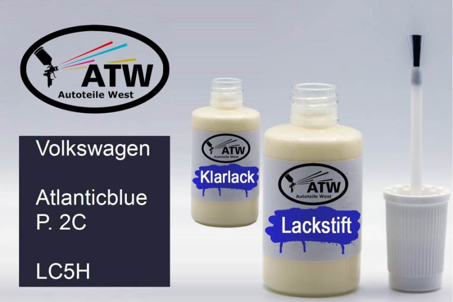 Volkswagen, Atlanticblue P. 2C, LC5H: 20ml Lackstift + 20ml Klarlack - Set, von ATW Autoteile West.